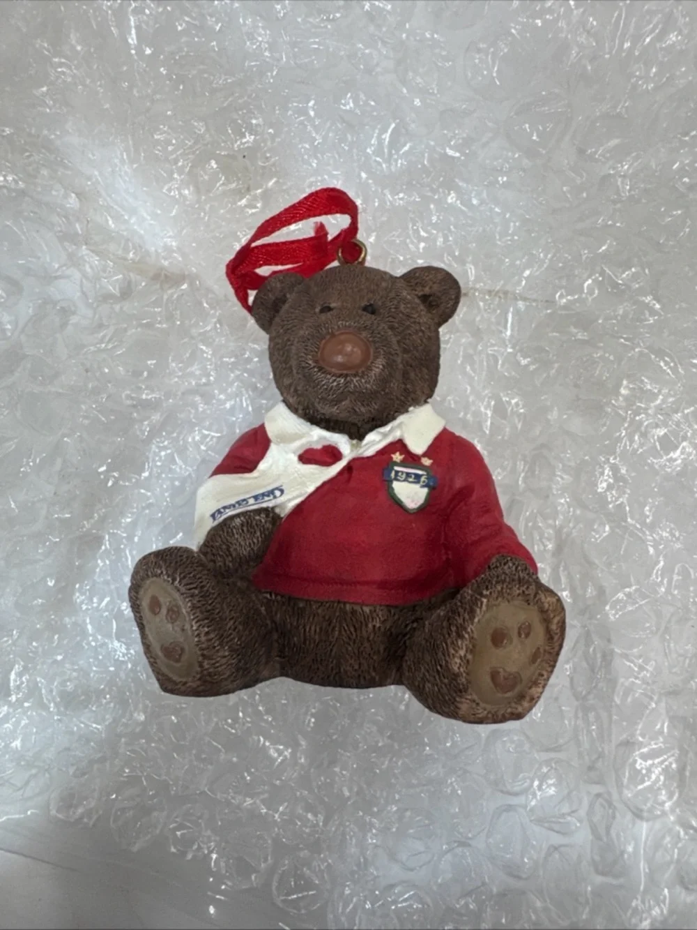 1996 Lands' End Grabinski Rugby Bear Gund Plush Bear Ornament W/ Box - Picture 5 of 7